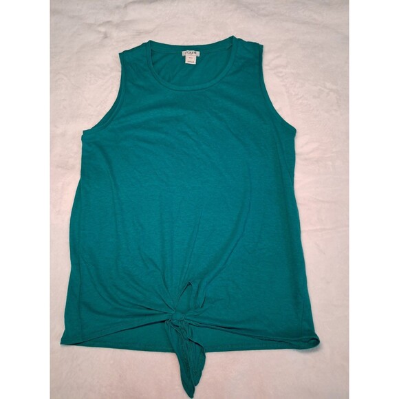 J.Crew Knot Front Tank Top Green Cotton Polyester Stretch Relaxed Fit Size XXS - Picture 6 of 9